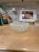 Lot of 3: Anchor Hocking Hobnail Moonstone Bowls:  4.5" and 2 leaf shaped bowls - Image 2