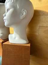 Cybis Porcelain Children Busts Boy Girl Sculpture Set w/ Wood Bases Signed - Image 3