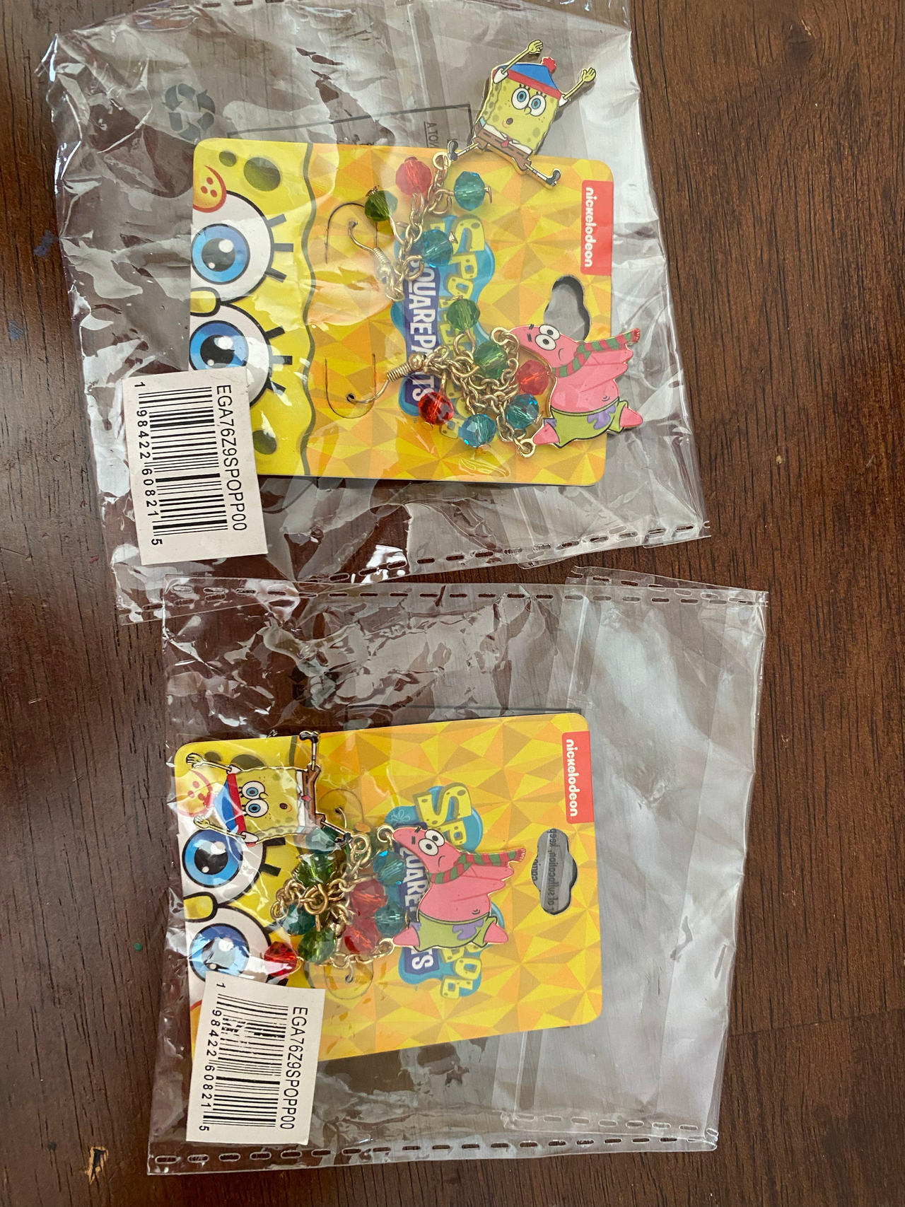 2 SpongeBob SquarePants Winter Enamel Dangle Earrings