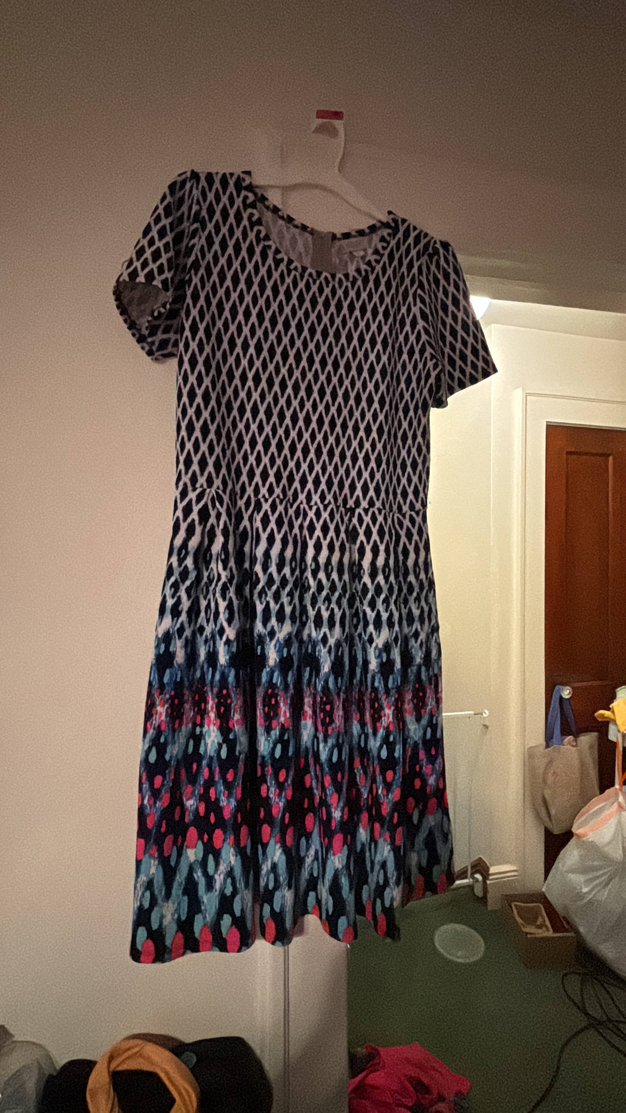 LuLaRoe Fit & Flair Short Sleeve Patterned Dress with pockets size 2xl