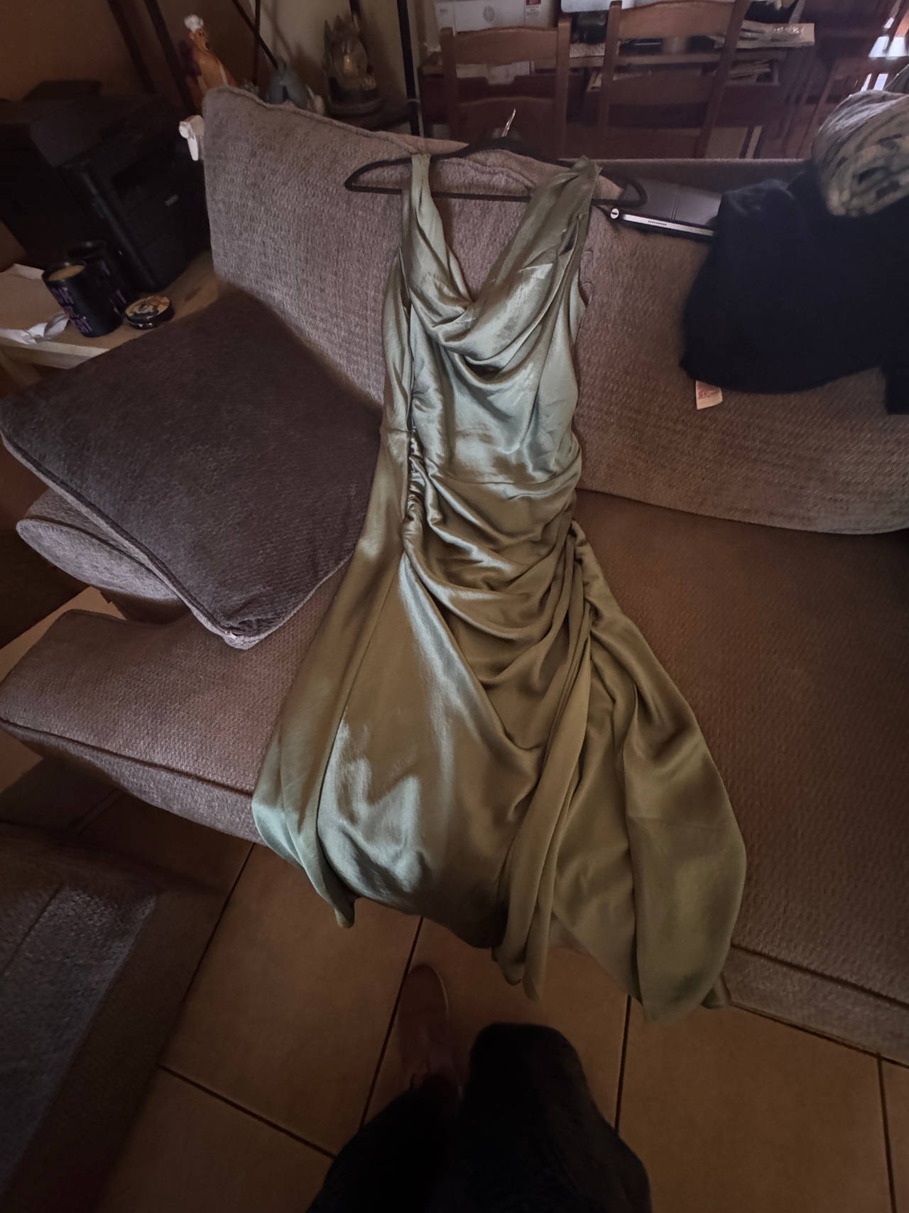 Satin Cowl Neck Maxi Dress