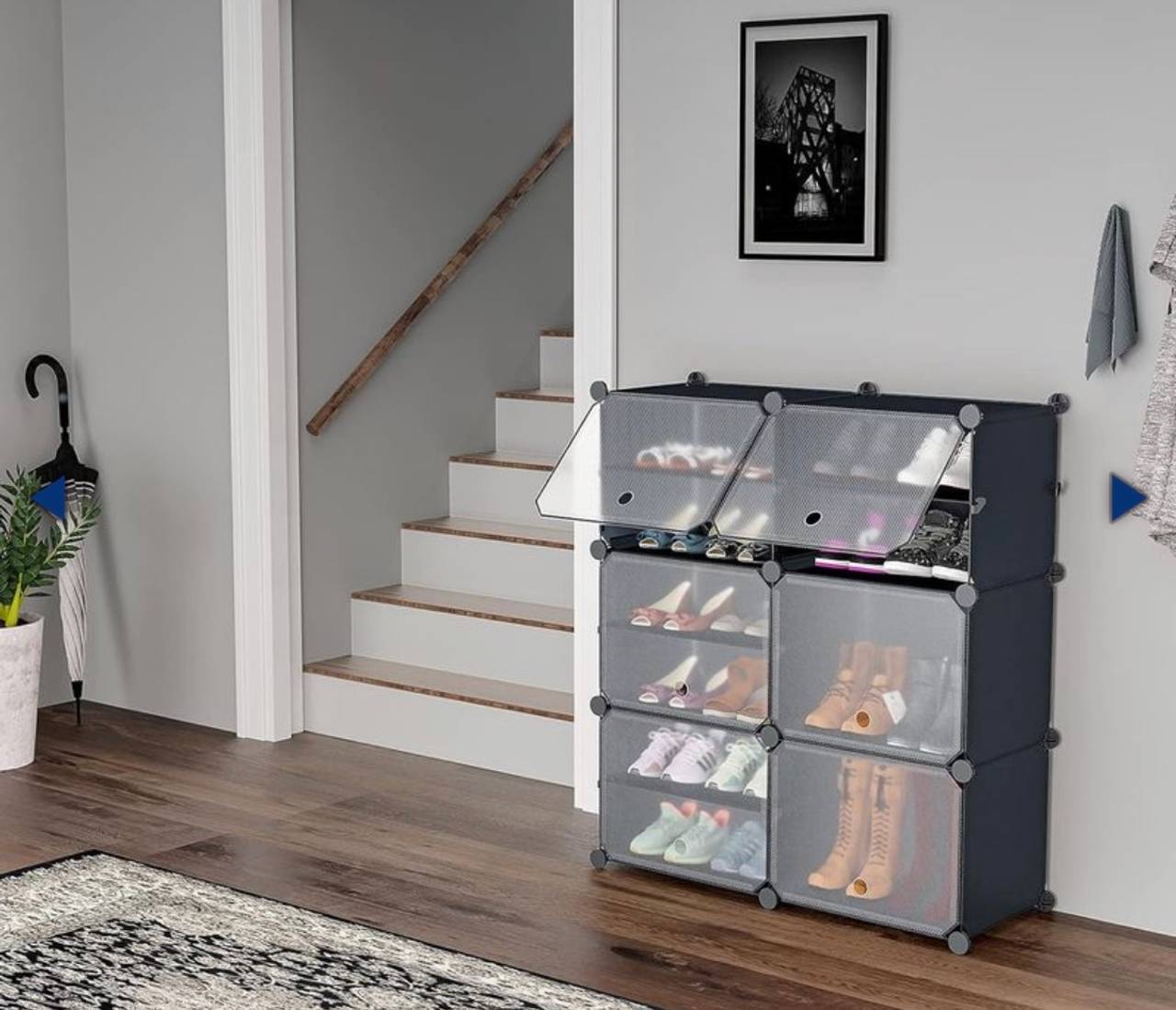 KOUSI Portable Shoe Rack Organizer 12-Cube