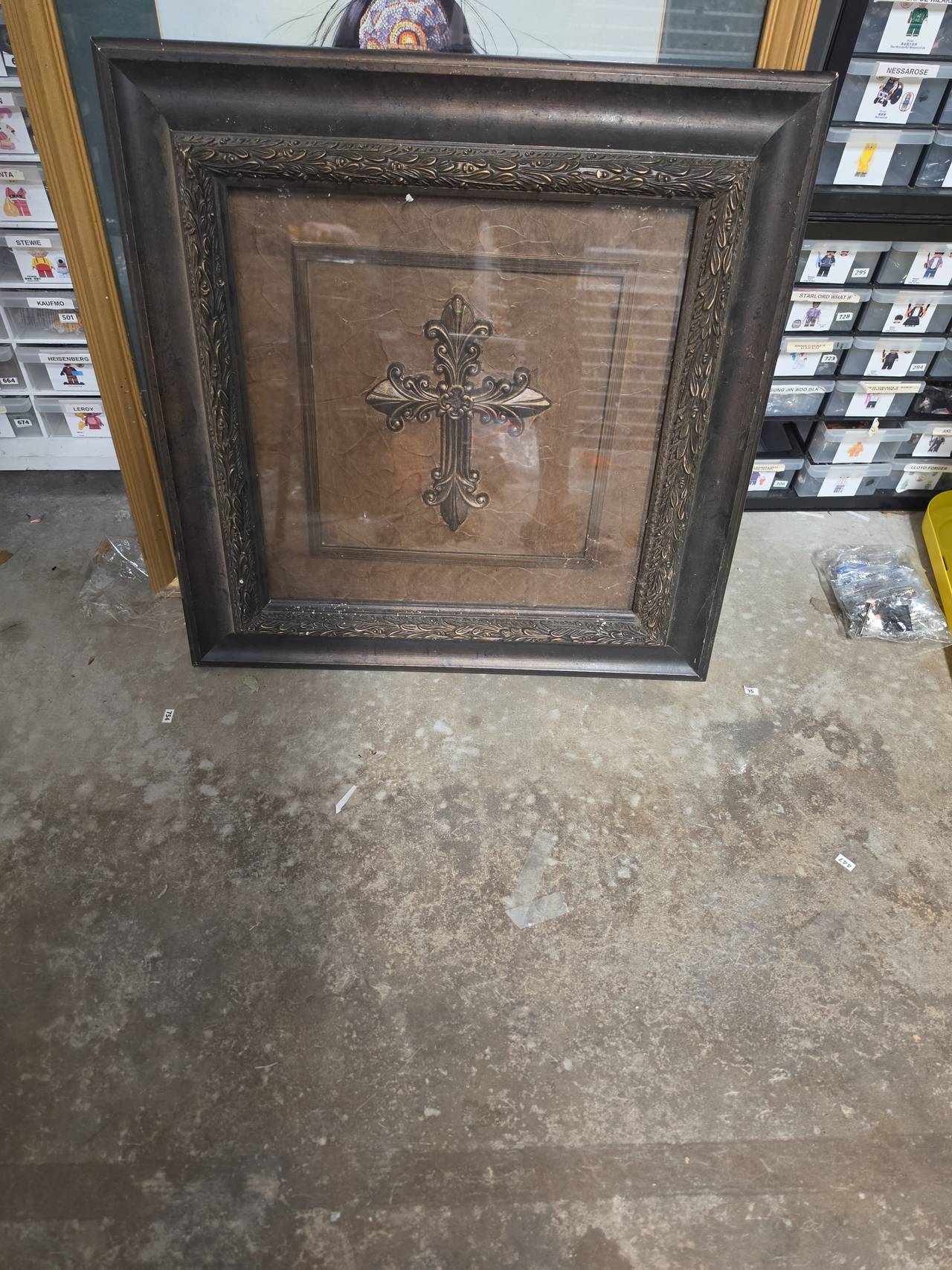 Framed Metal Cross Wall Art