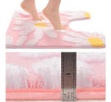 QJHOMO Toilet Rugs U Shaped, Pink Toilet Mat Cute Daisy Contour Bath Rug 18"x18" - Image 4