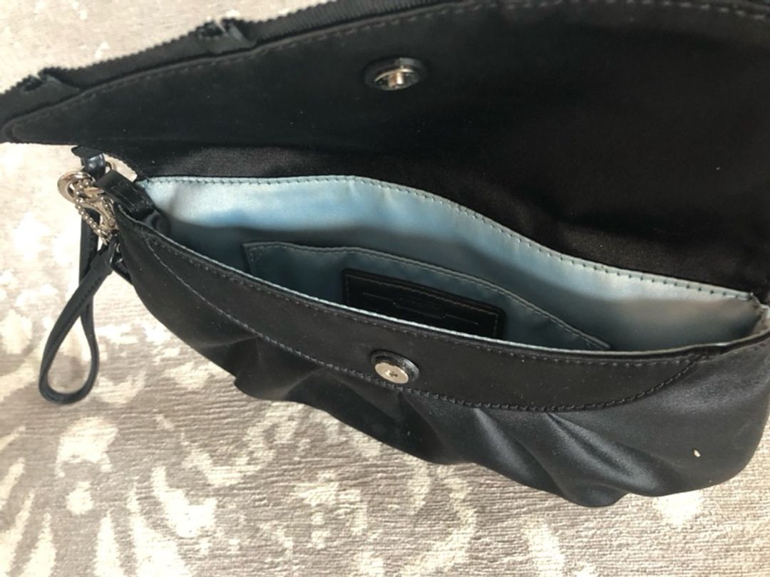 Coach Black Leather Wristlet Clutch