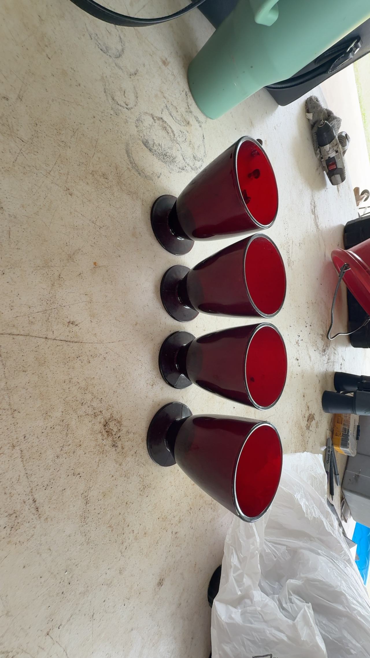 Anchor Hocking Royal Ruby Red Footed Glasses