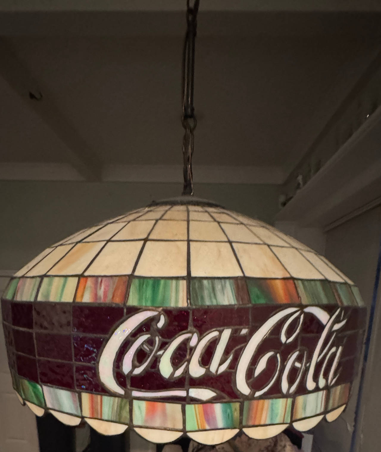 Coca-Cola Stained Glass Tiffany Style Hanging Lamp