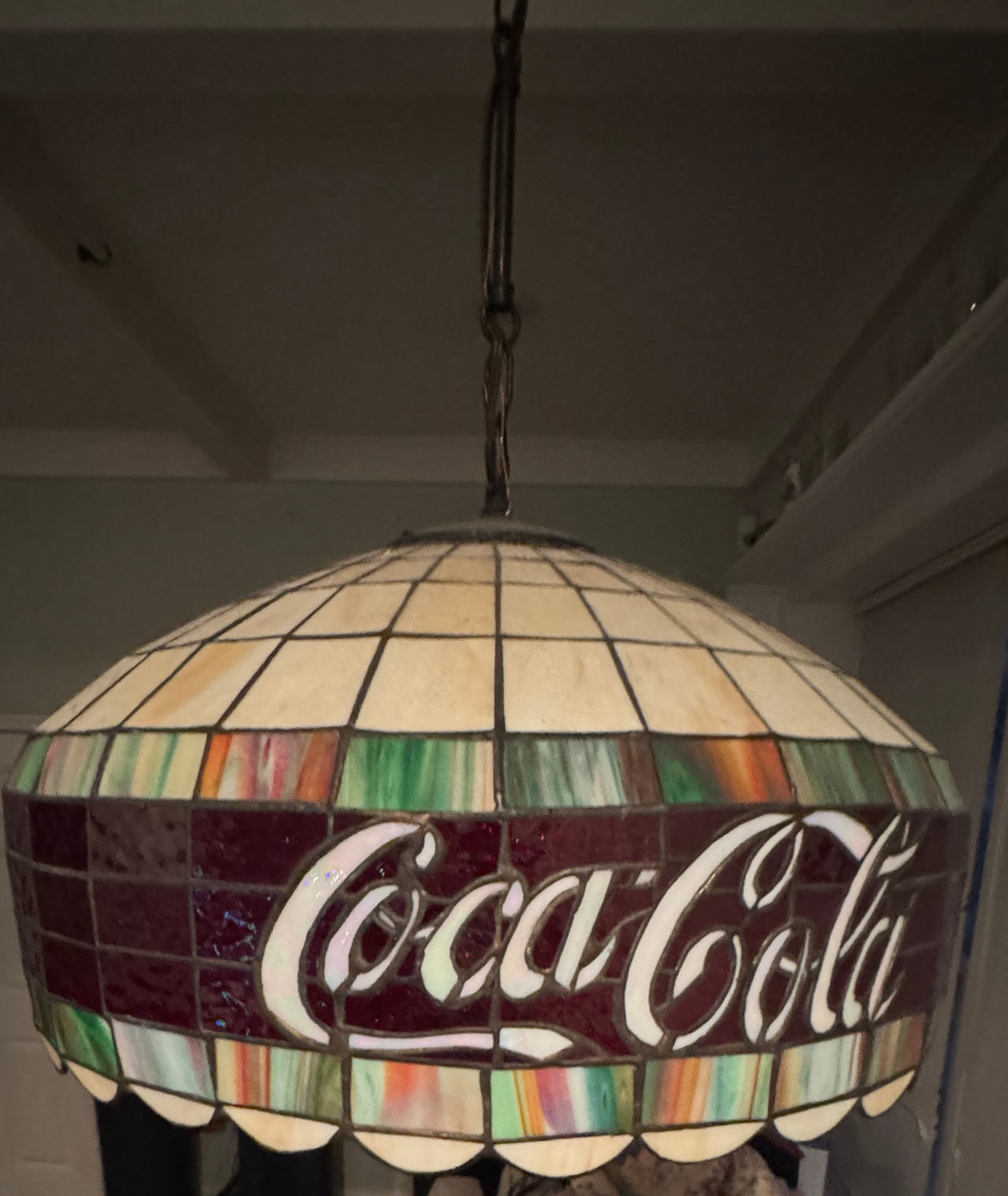 Coca-Cola Stained Glass Tiffany Style Hanging Lamp
