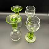 Vintage Green Stem Etched Cordial Glasses - Image 2