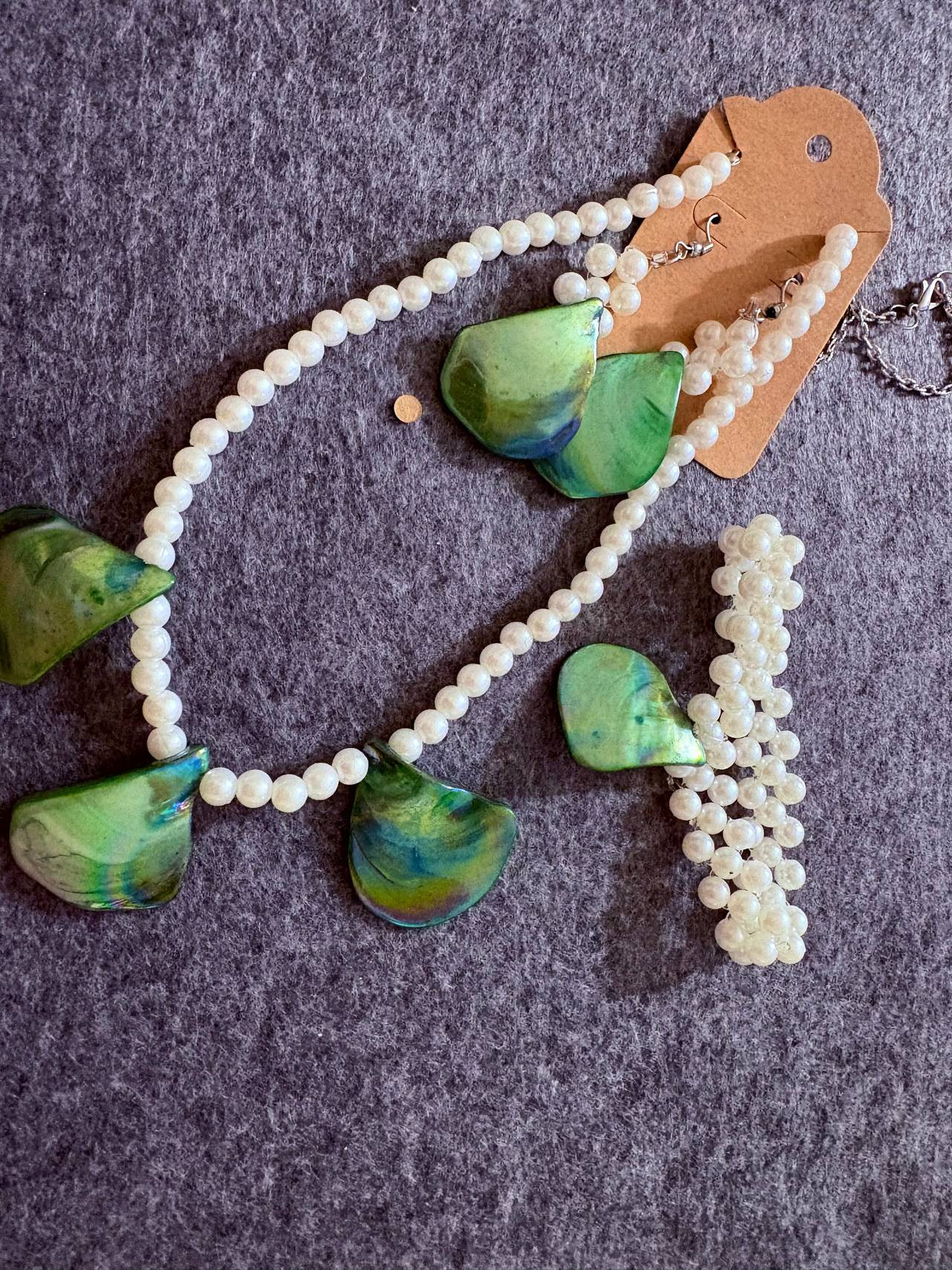 Handmade Pearl and Shell Jewelry Set
