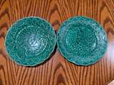 Bordallo Pinheiro Green Majolica Leaf Plates - Image 1