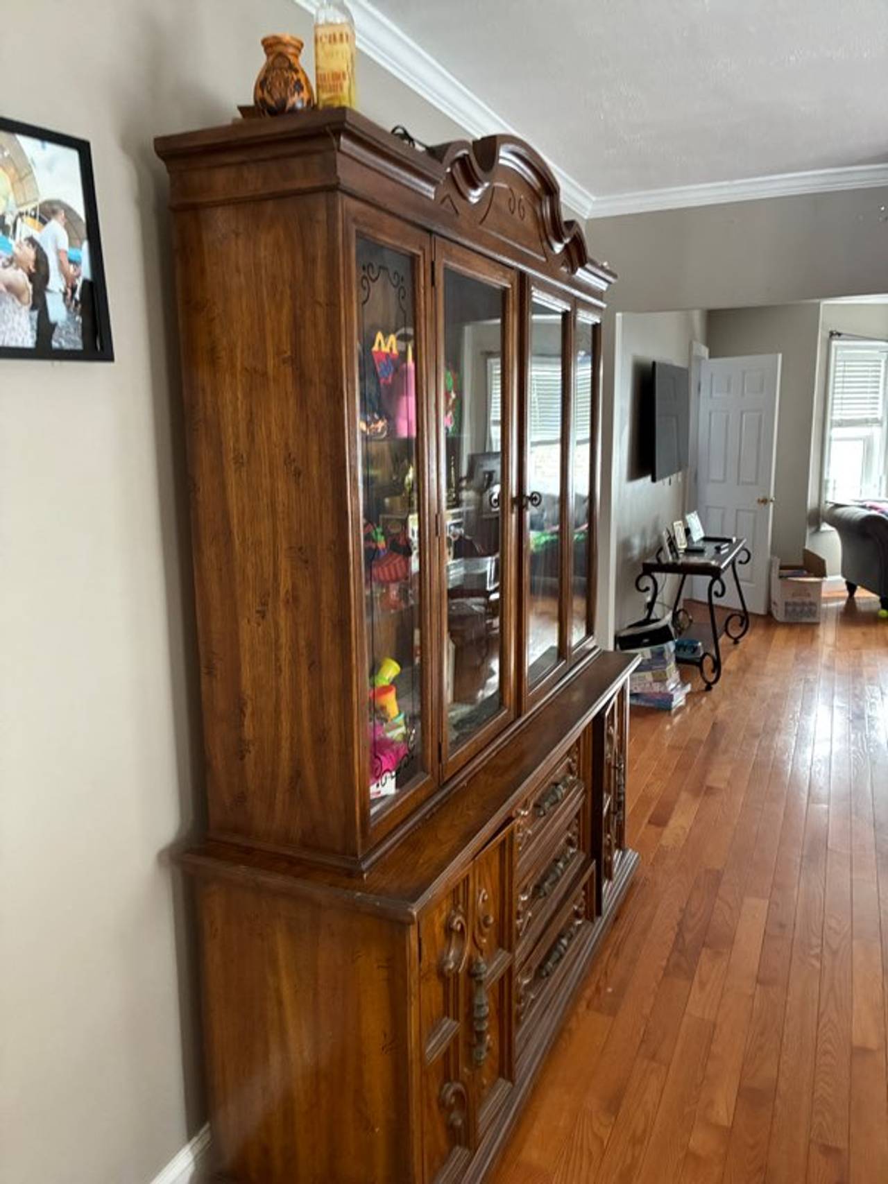 Vintage Wood China Cabinet Hutch