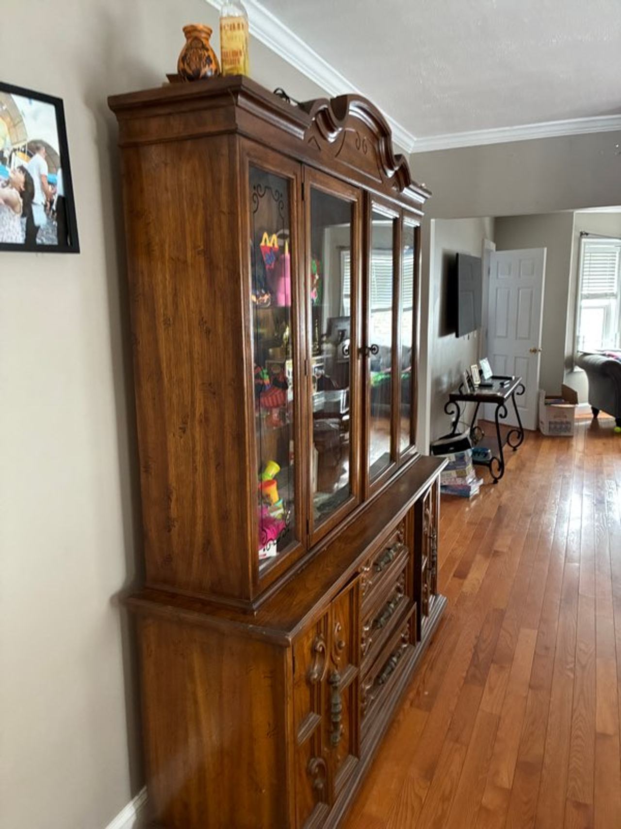Vintage Wood China Cabinet Hutch