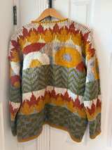 Express Tricot Vintage Hand Knit Cardigan Multi Earth Tones - Image 3