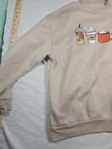 Coffee Graphic Oversized Sweatshirt womens Medium Gray - Image 4