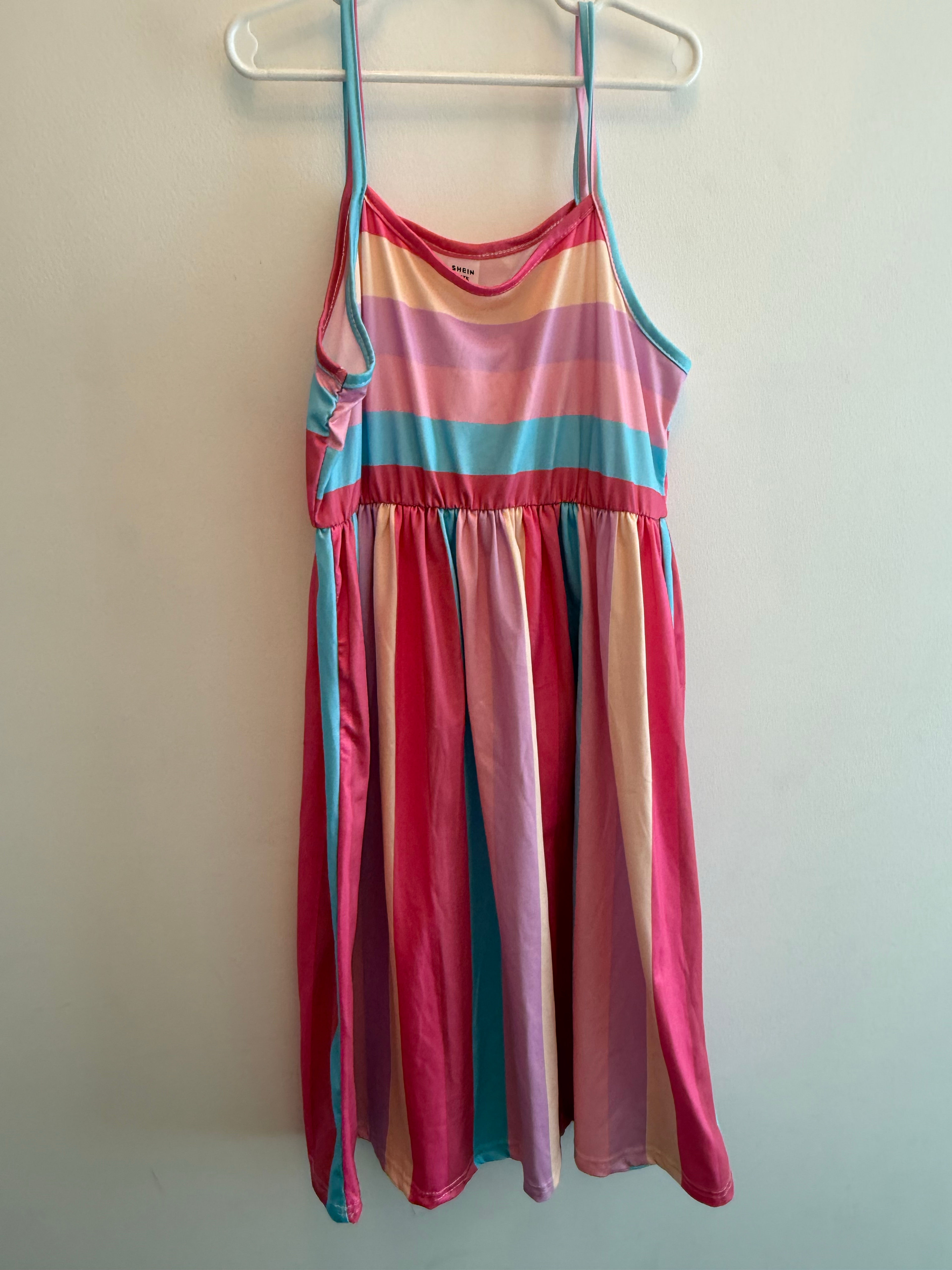 SHEIN Girls Colorful Striped Cami Dress