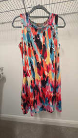 Sleeveless Multicolor Abstract Print Dress Size Large with Pockets! - Image 2