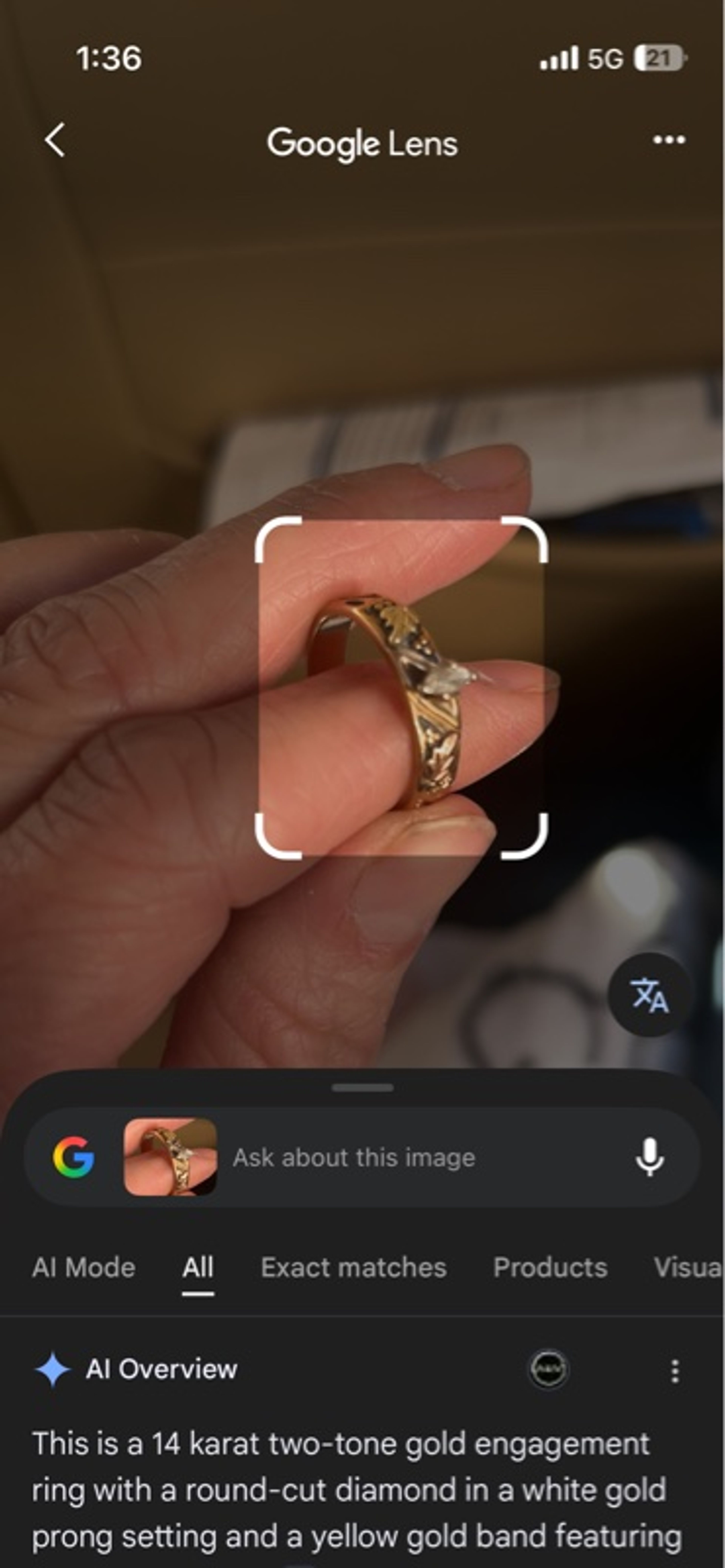 14k Yellow Gold Diamond Engagement Ring