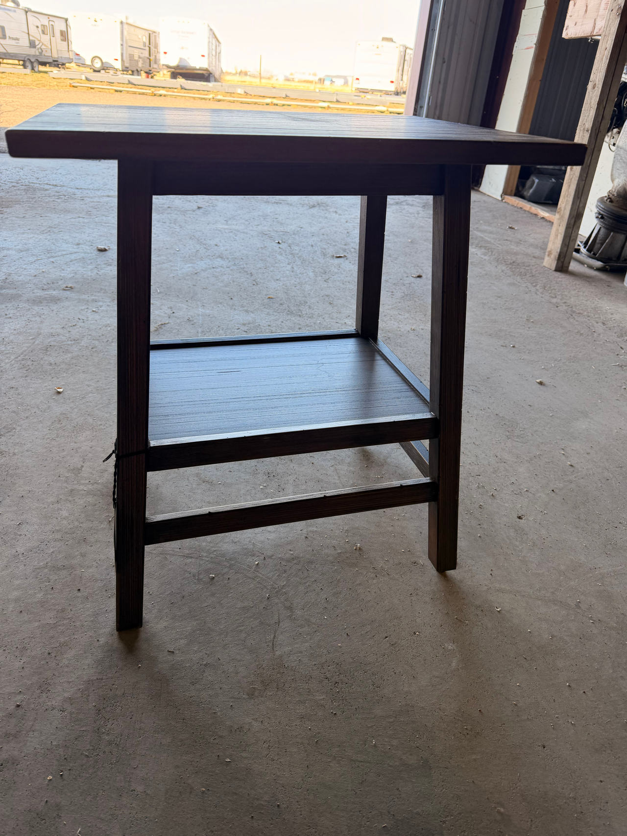 Mission Style Wood End Table with Shelf