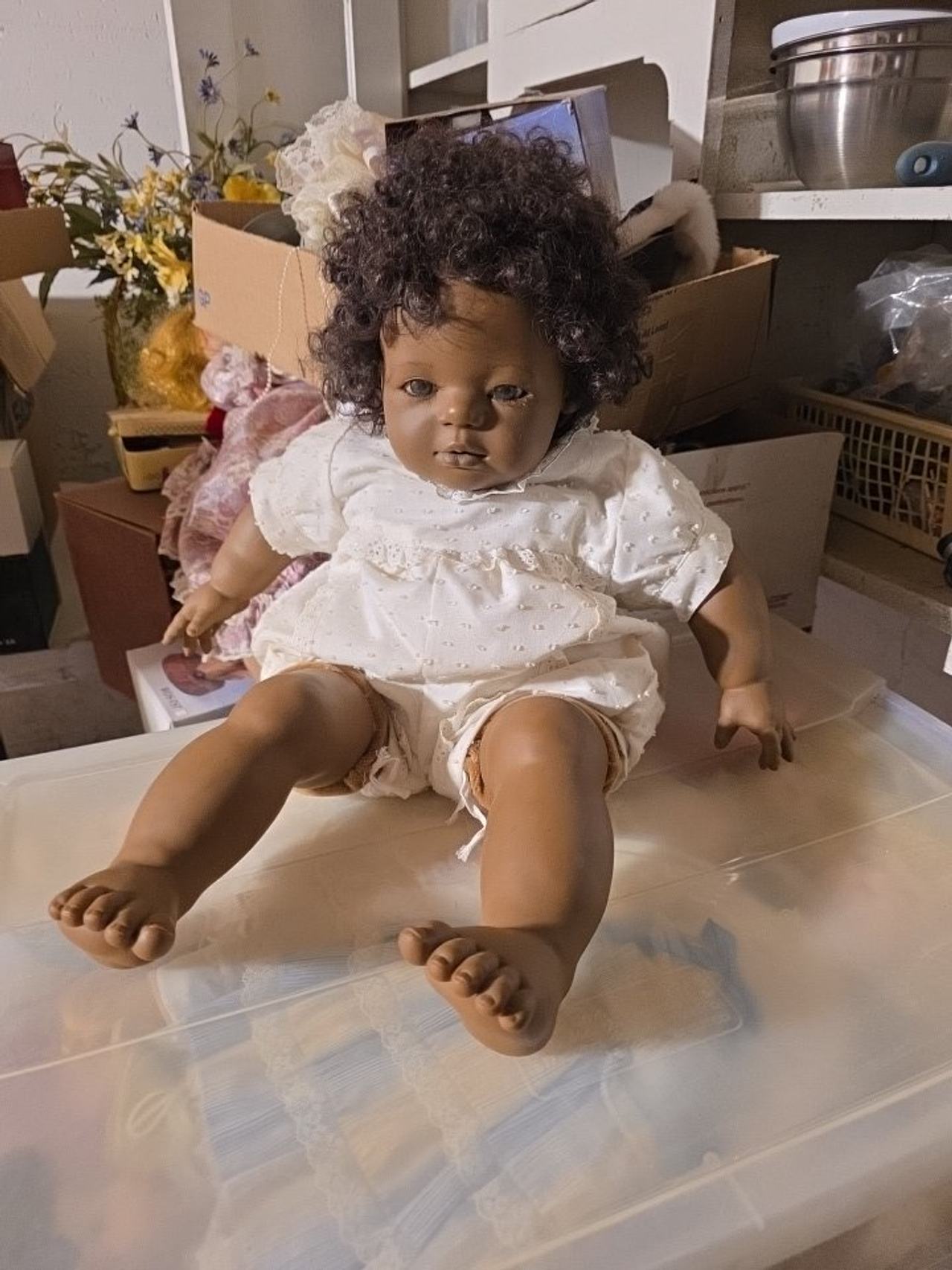 Vintage African American Lifelike Baby Doll