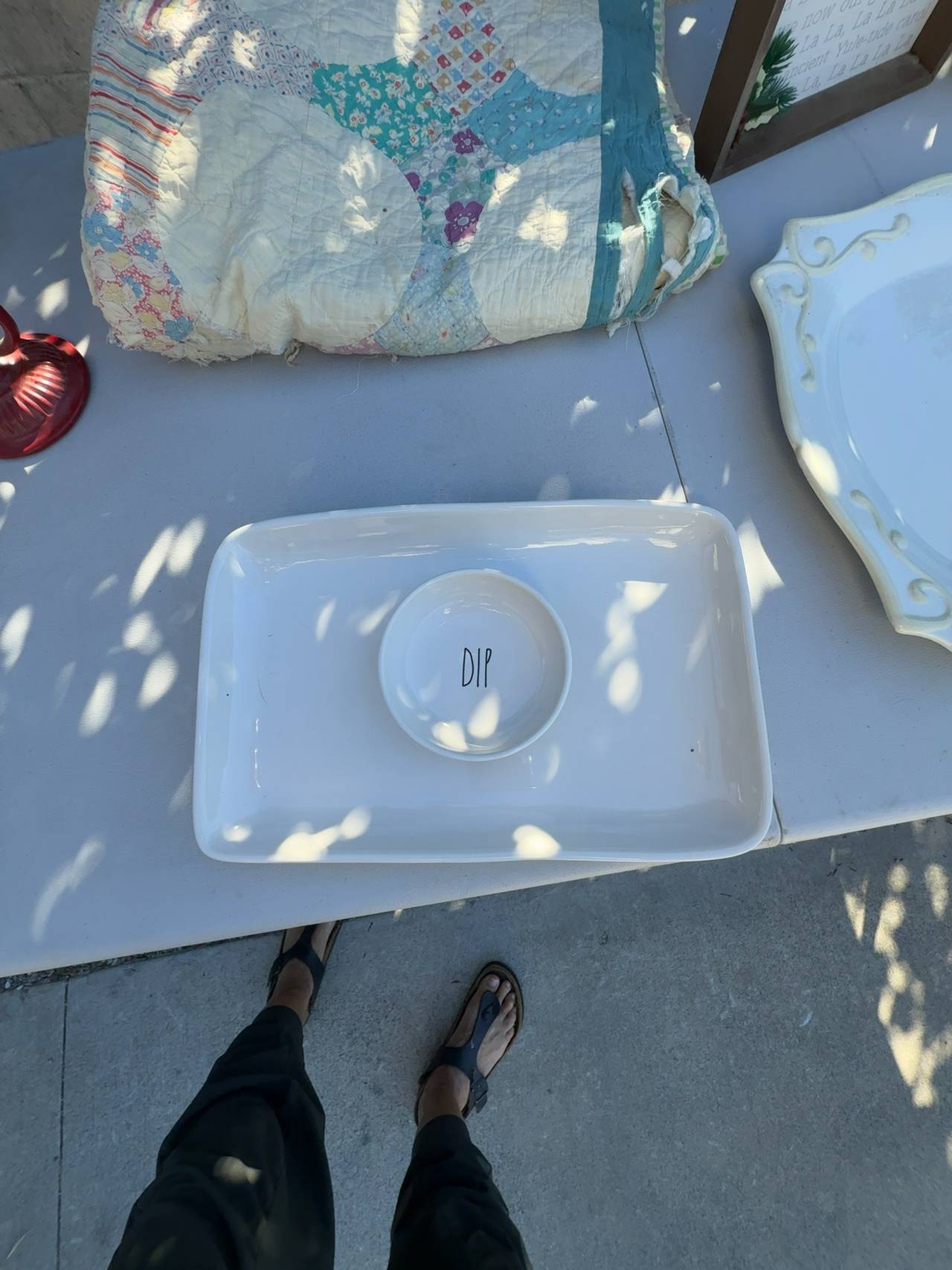 Rae Dunn Chip & Dip Serving Tray 14x9 Ceramic