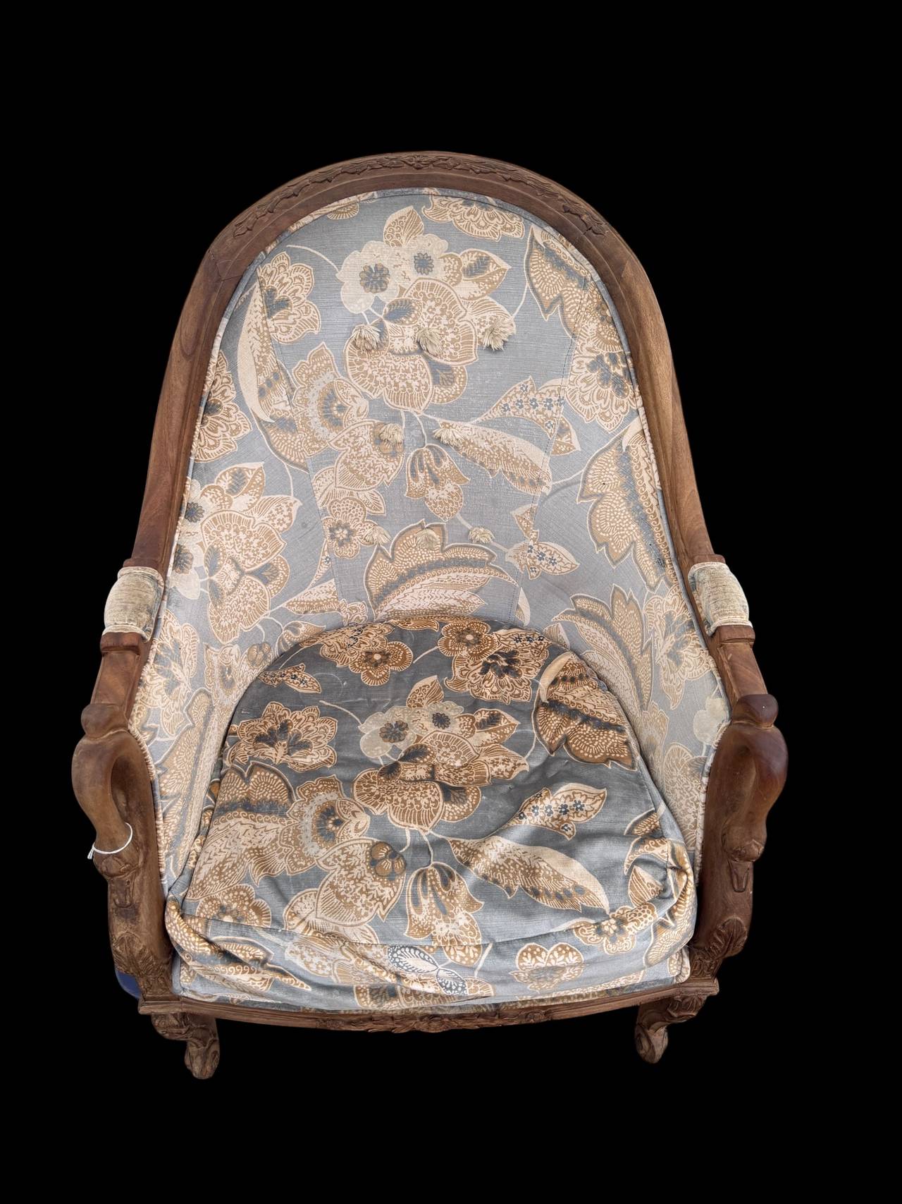 Vintage French Provincial Floral Bergère Chair