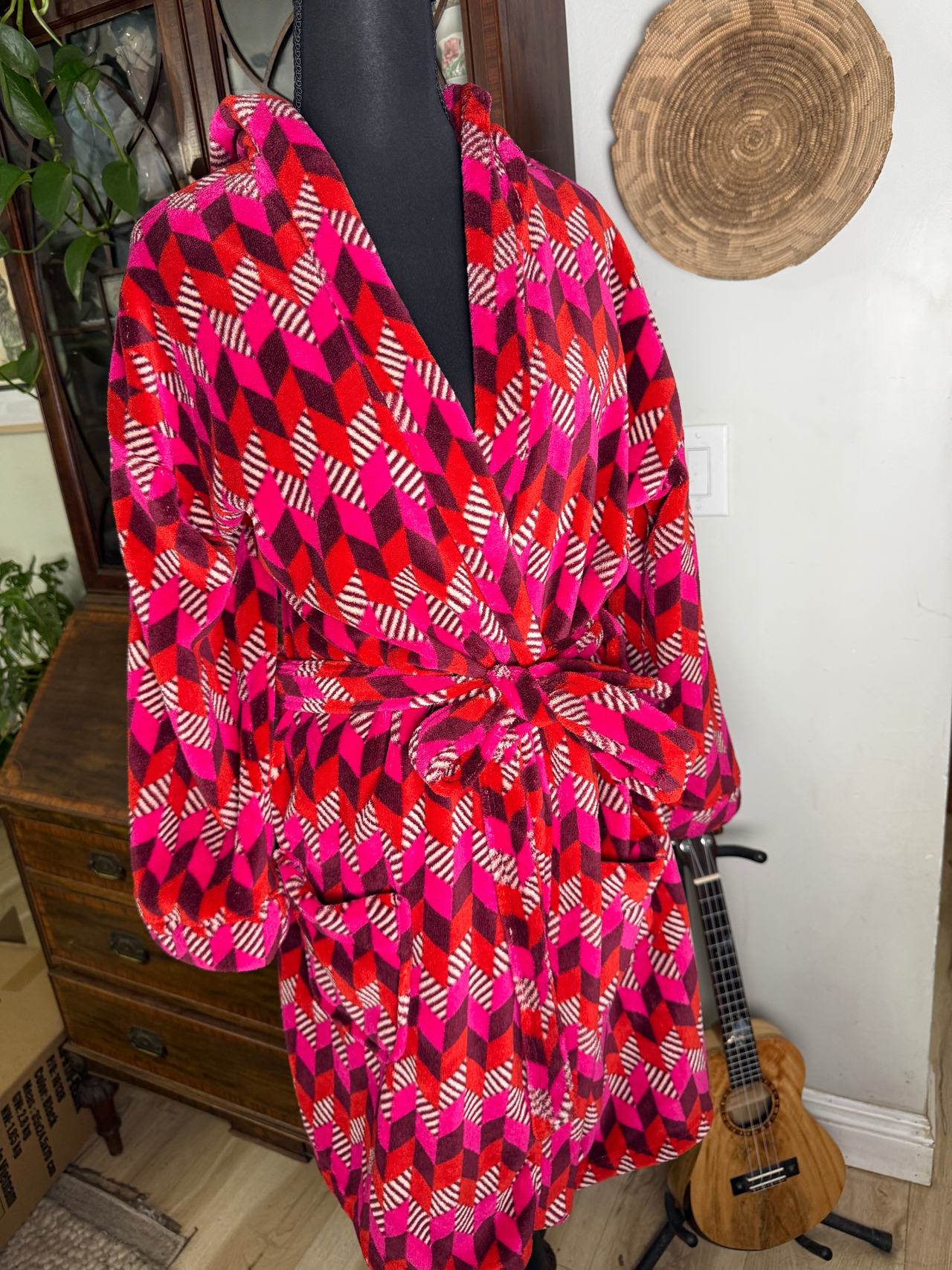 Vera Bradley Geometric Pattern Fleece Bathrobe