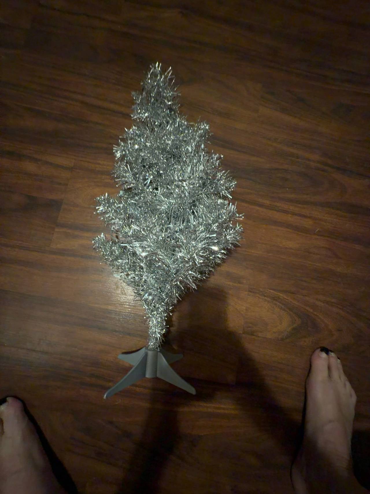 Silver Tinsel Aluminum Tabletop Christmas Tree