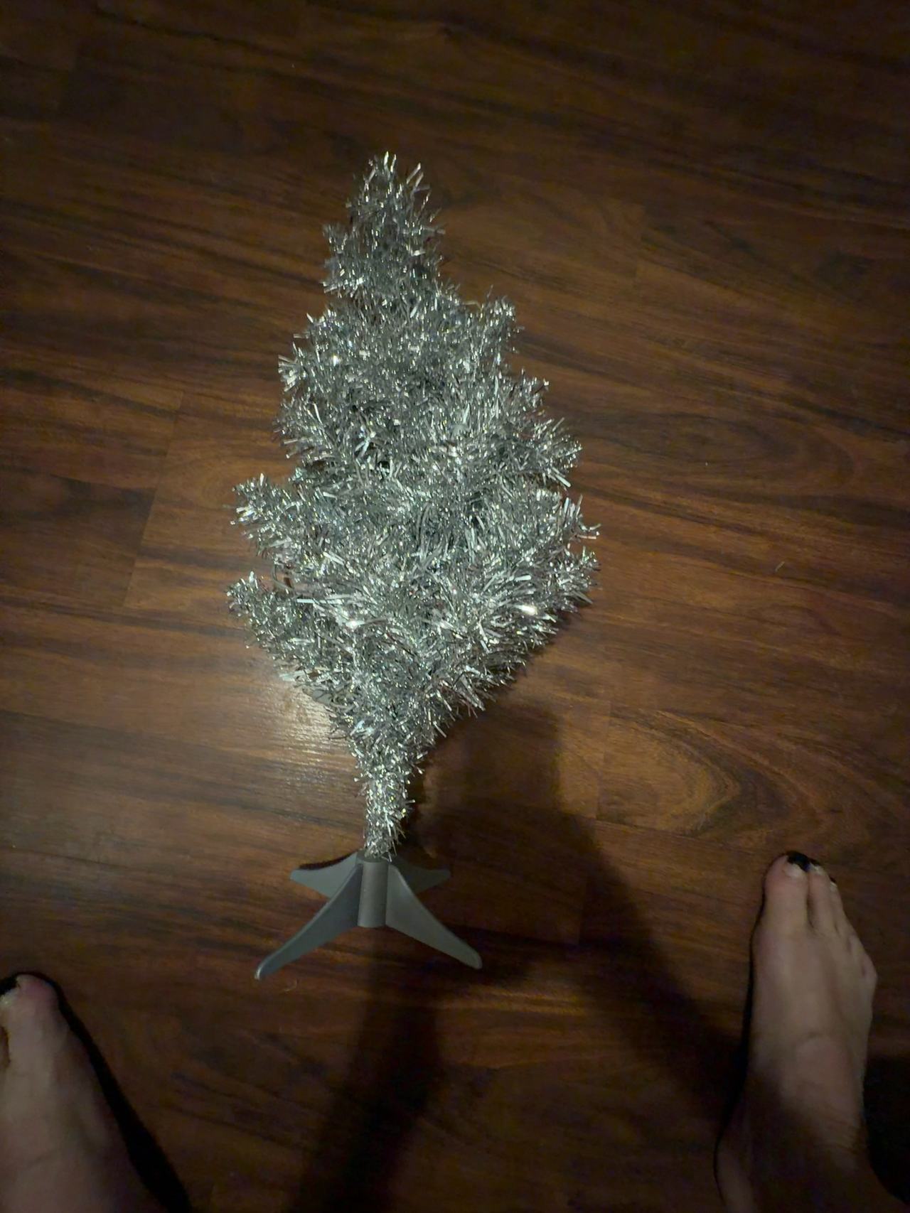 Silver Tinsel Aluminum Tabletop Christmas Tree