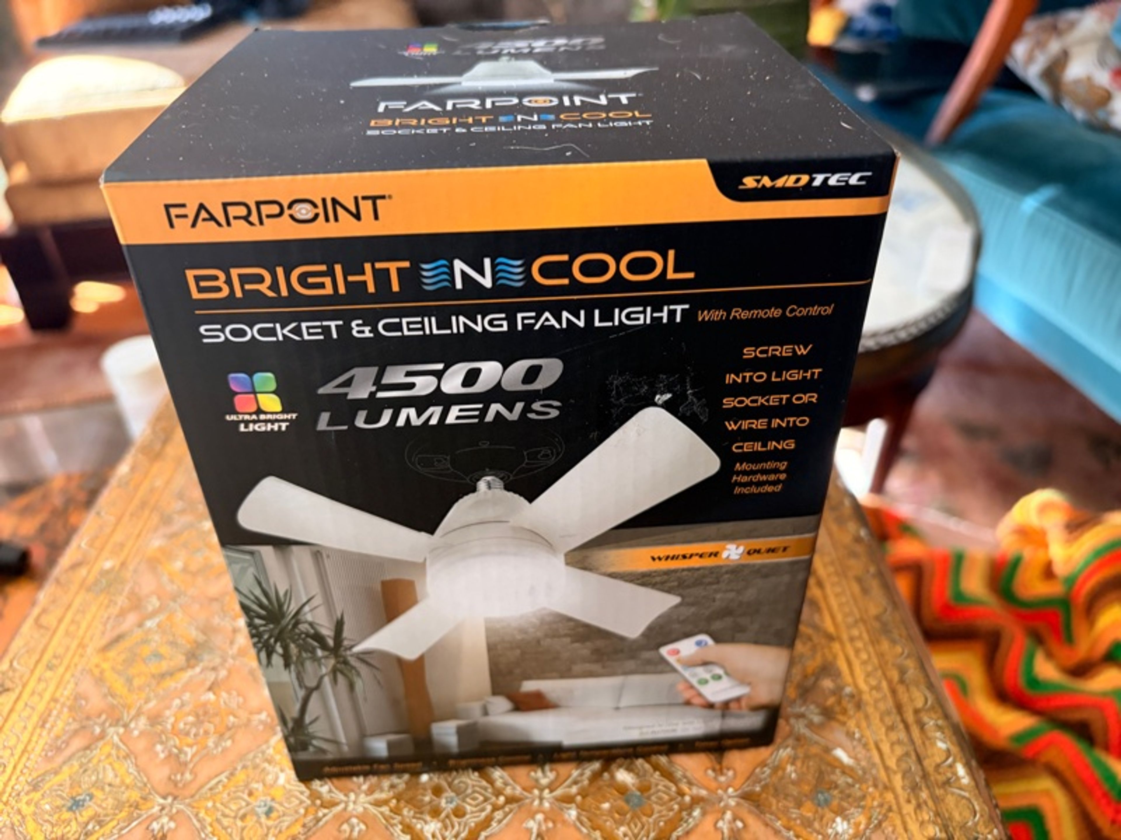 Bell + Howell Socket Fan LED Ceiling Light with Remote White