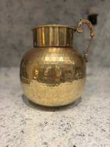 Vintage Hammered Brass Pitcher with Ornate Handle - Image 5
