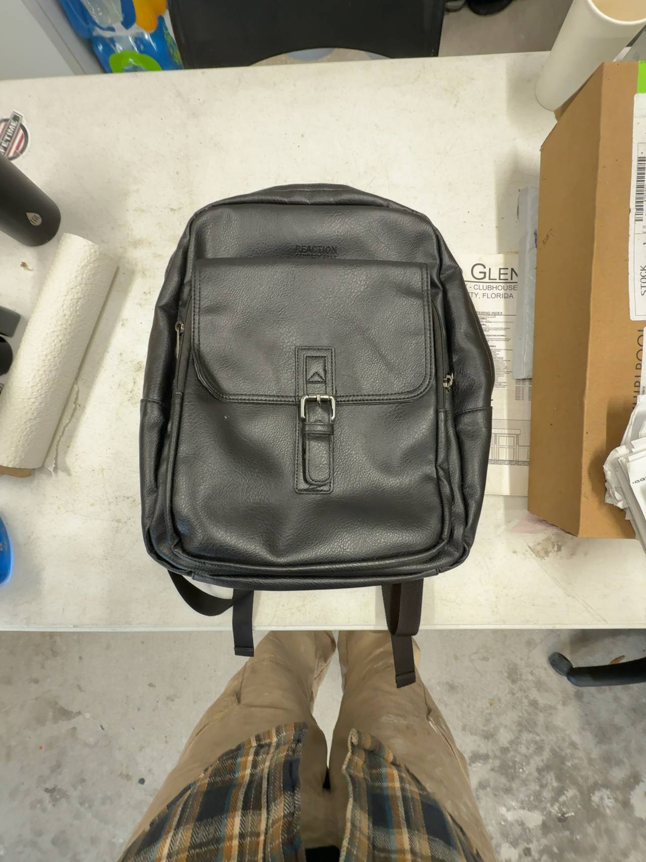 Kenneth Cole Reaction Modern Dilemma Black Leather Backpack