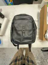 Kenneth Cole Reaction Modern Dilemma Black Leather Backpack - Image 1