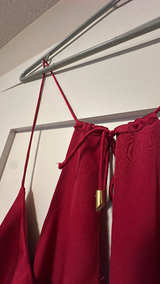 Red Satin Ruffle Dress - Image 3