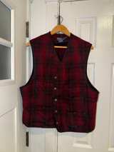 Ralph Lauren Polo Vintage Buffalo Plaid Hunting Vest X-Large Red/Black - Image 3