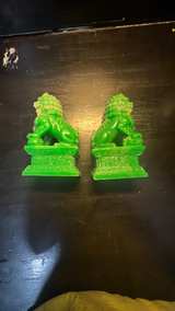 Pair of Green Resin Foo Dog Statues - Image 2
