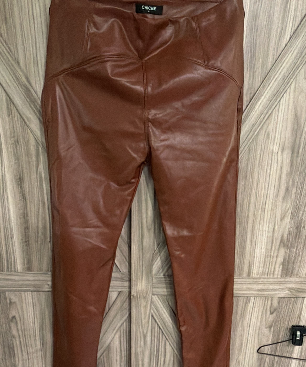 XL ChicMe High Waisted Faux Brown Leather Leggings
