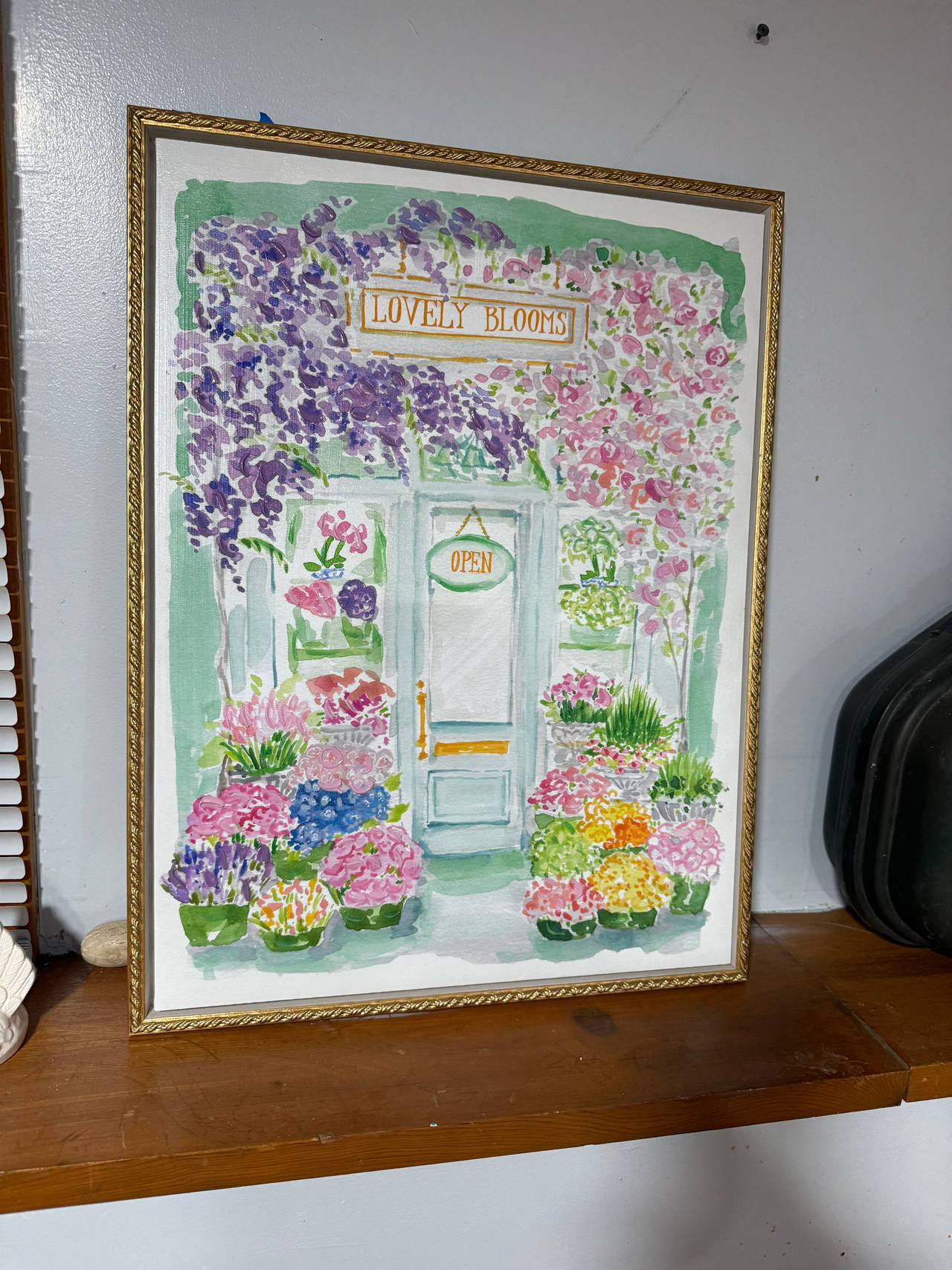 Lovely Blooms Flower Shop Framed Watercolor Print