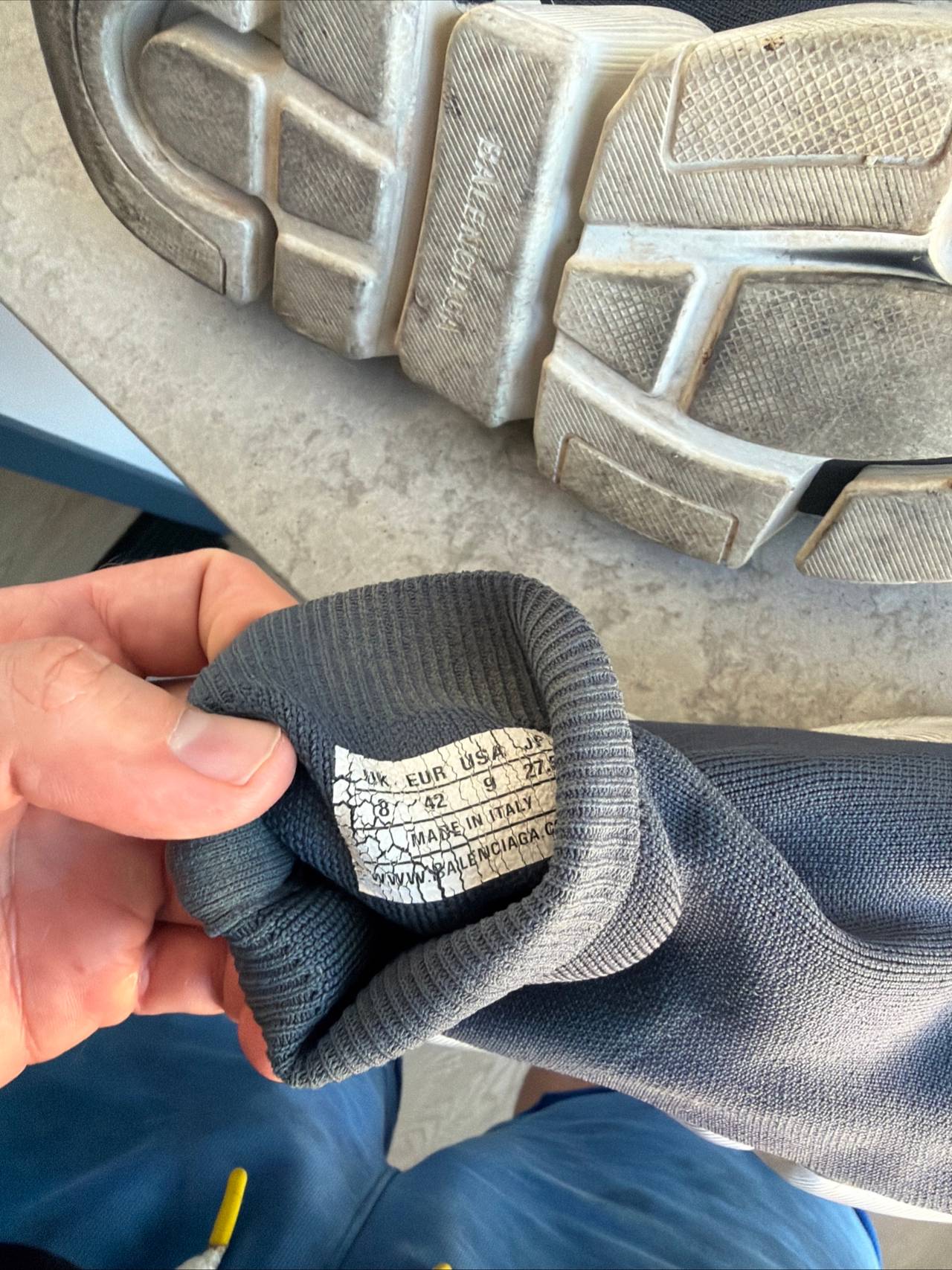 Balenciaga Speed 2.0 Graffiti Recycled Knit Navy
