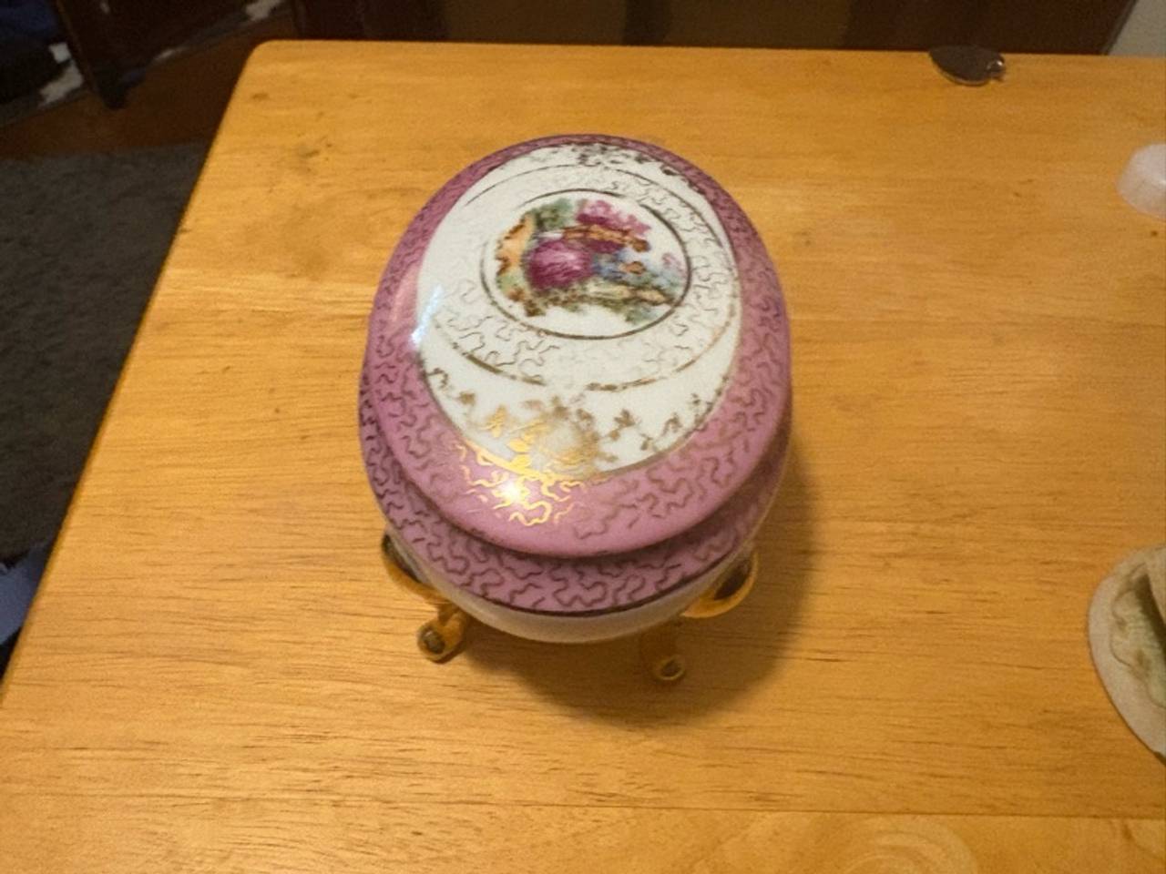 Ardco Vintage Porcelain Trinket Box Pink Gold