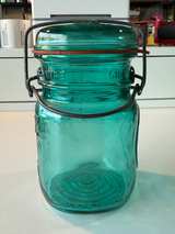 Ball Ideal Aqua Blue Mason Jar with Glass Lid and Wire Bail - Image 2