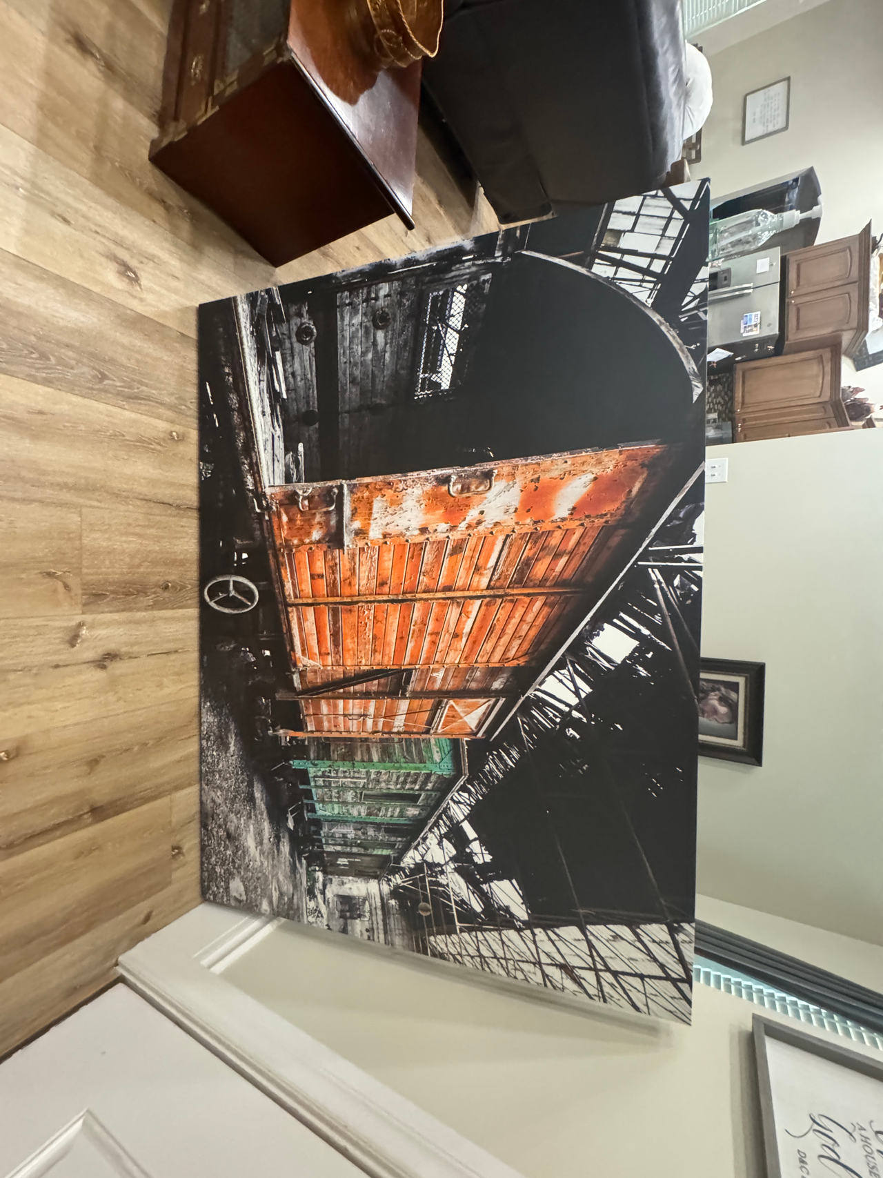 industrial train car wall art