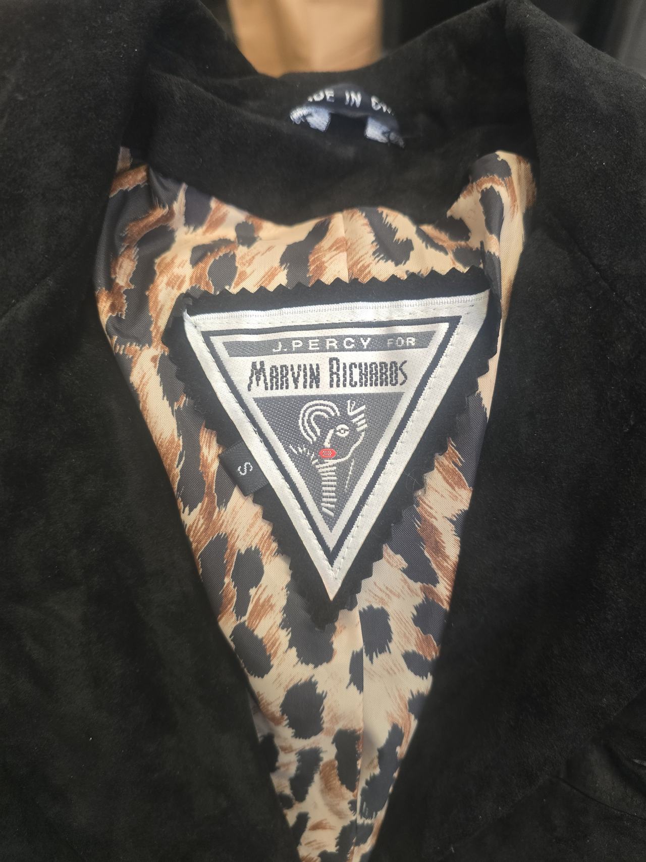 J. Percy for Marvin Richards Black Suede Jacket with Leopard Lining
