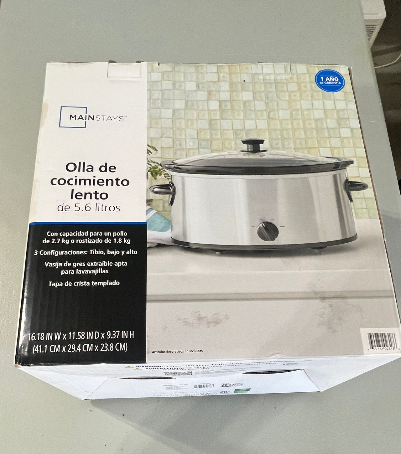 Mainstays 6 Quart Slow Cooker, Stainless Steel