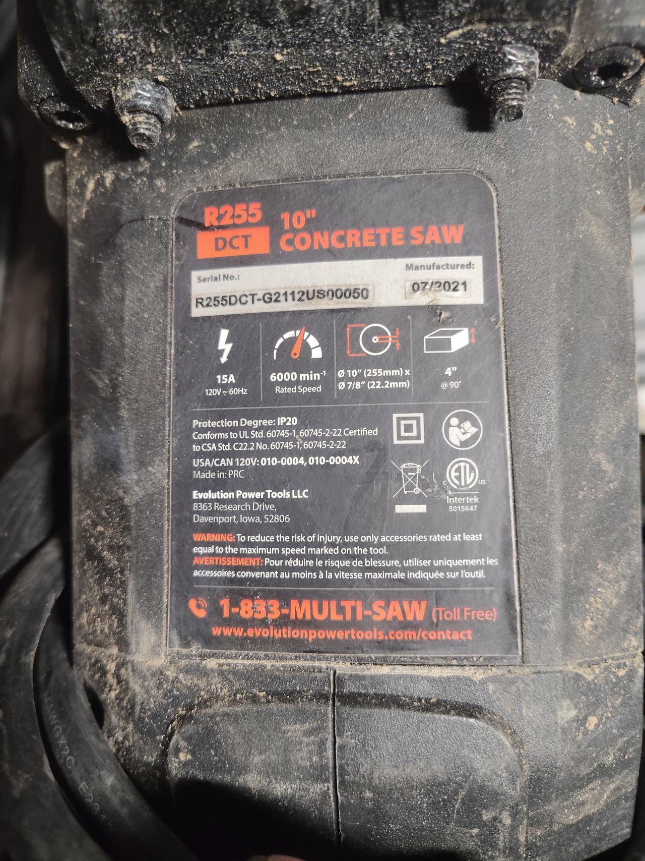 Evolution R300DCT 12" Concrete Cutting Saw