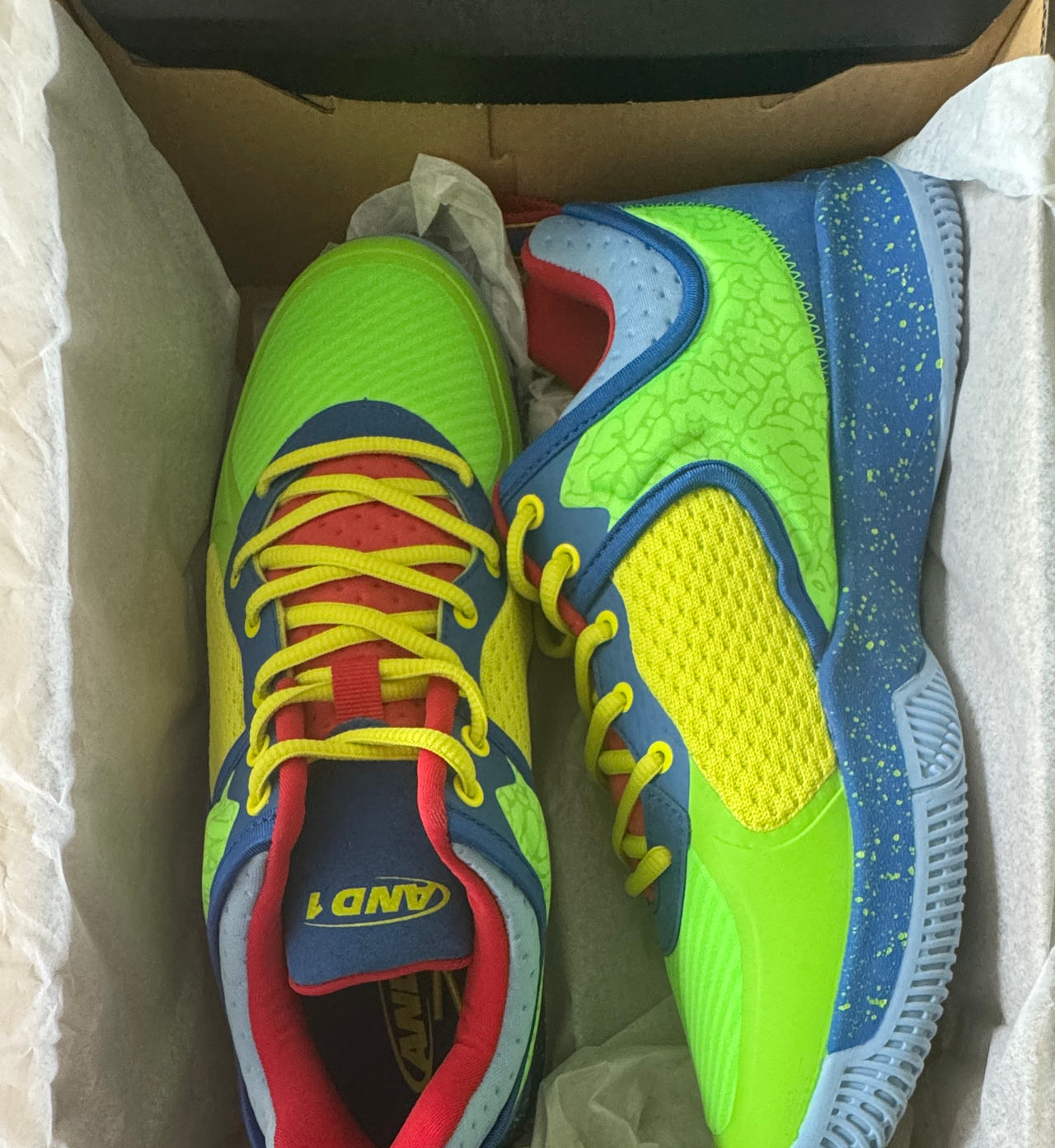 10.5M AND1 Men's Basketball Shoes Multi-Color Neon