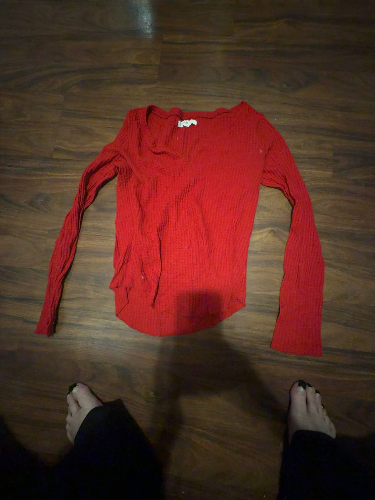 Aeropostale  Thermal Waffle Knit Boho Shirt - red medium