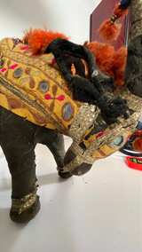 Vintage Indian Patchwork Embroidered Bull Figurine - Image 3