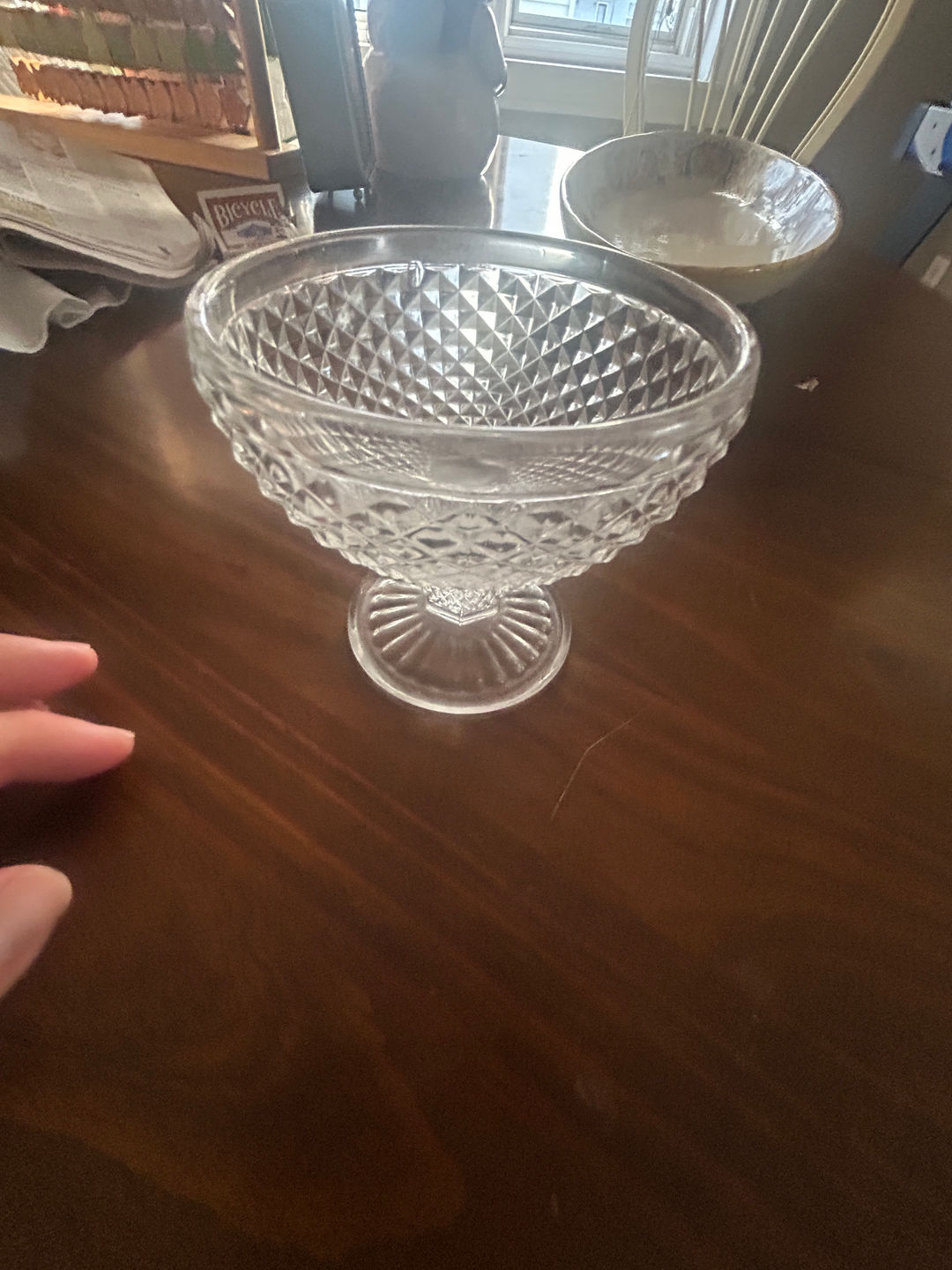 Pressed Glass Pedestal Compote Bowl