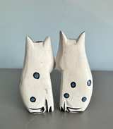 Hand Carved Wooden Cat Figurines Set of 2 - Image 2